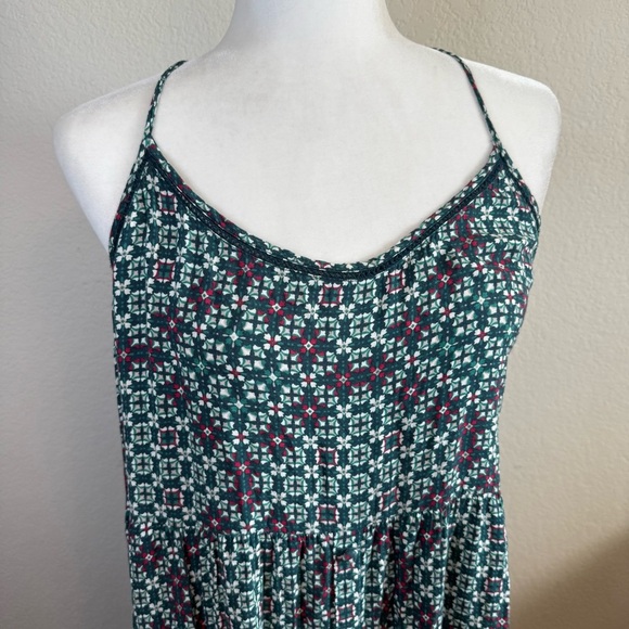 Roxy Start Something Green Pink Strappy Maxi Dress Lightweight Boho Tie Back XL - Picture 3 of 15